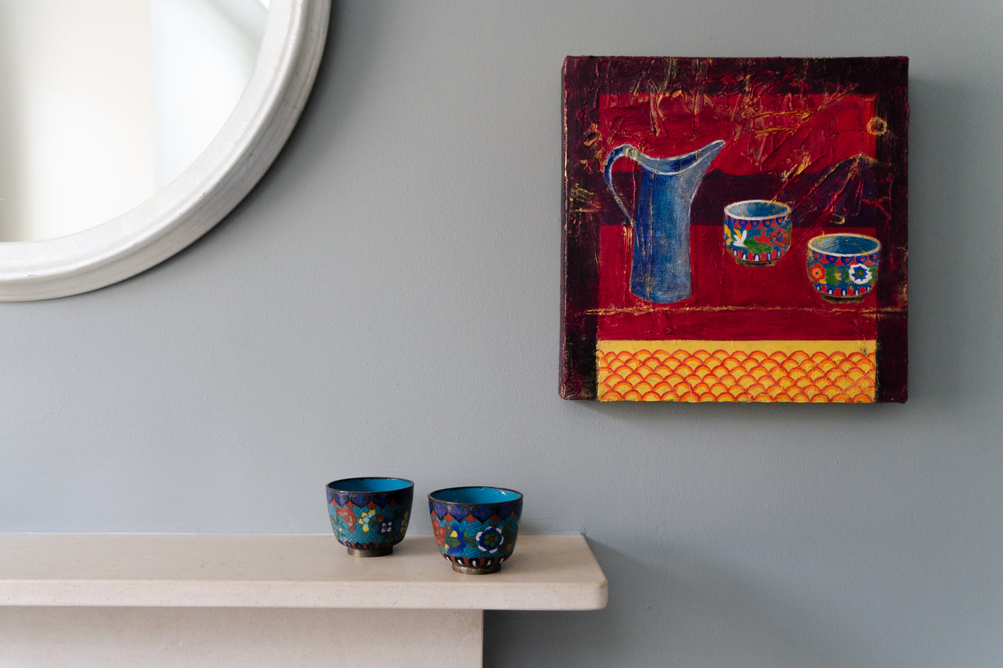 Jug and Cloisonné Pots, Original Artwork